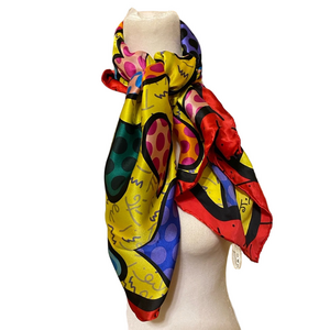 Romero Britto “Love, Love, Love” Silk Scarf 31”
